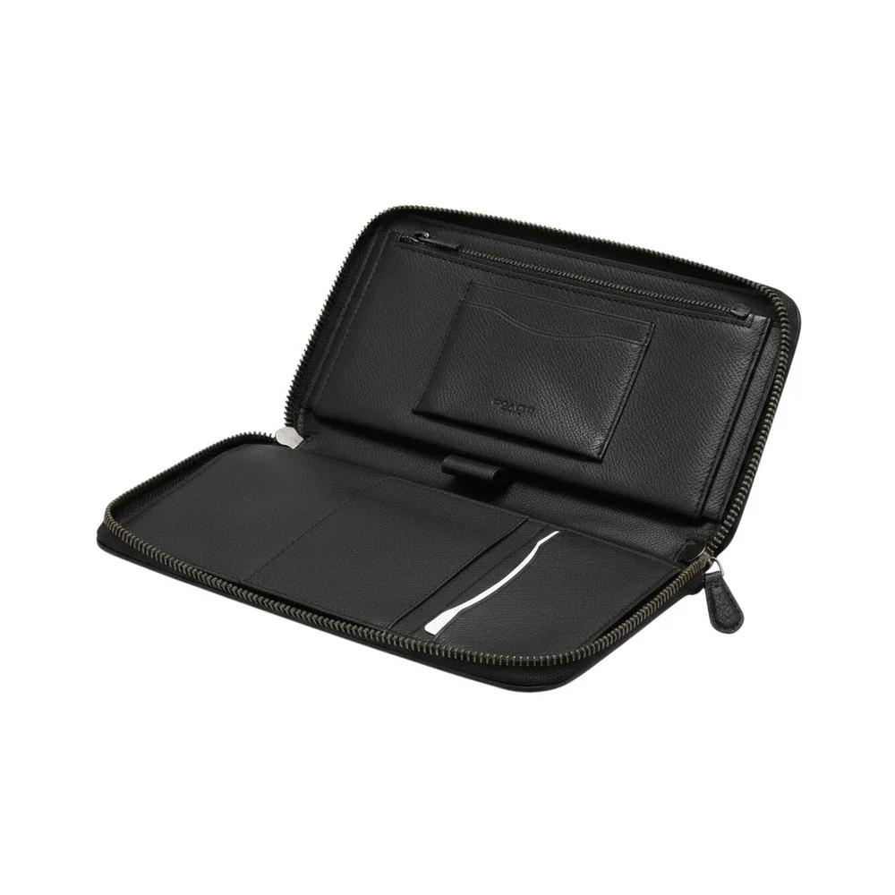 Coach Travel Organizer Wallet Mens OS Black Excellent Leather Zip Around Handle